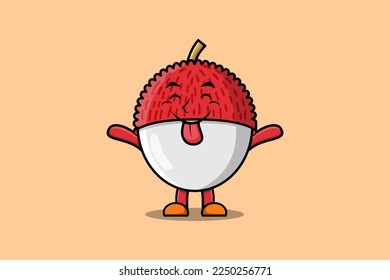 Cute cartoon Lychee character with flashy expression in modern cute style illustration
