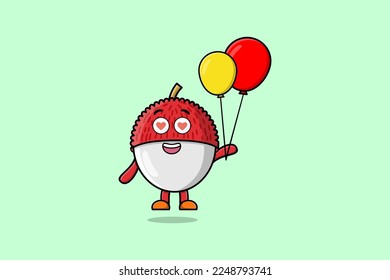 Cute Cartoon Lycheon mit Ballon Cartoon Vektorgrafik Konzept flach Cartoon Stil