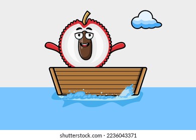 tira cómica Lychee llega en barco en ilustración de personajes vectoriales