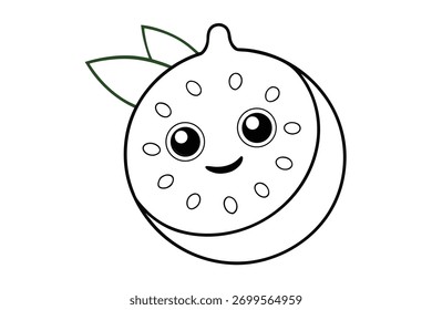 A cute cartoon lychee with a happy expression. This illustration is perfect for children's books, educational materials, or any design that needs a touch of sweetness.