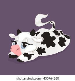 Cute Cartoon Lying Cow