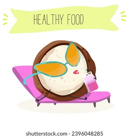 Cute cartoon macadamia nut characters. Flat vector illustration, cheerful nut.