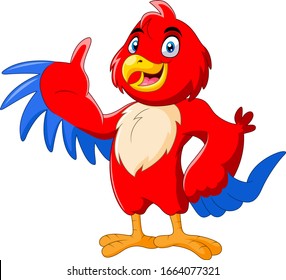 A Cute cartoon macaw waving