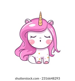 Cute cartoon magic unicorn for kids. Vector illustration.