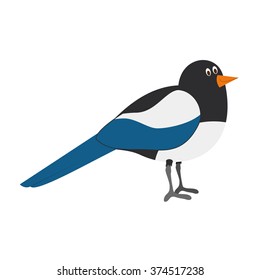 Cute cartoon magpie vector illustration