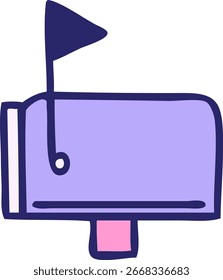cute cartoon of a mail box in bright neon color