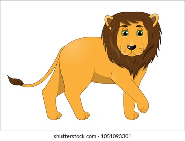 Cute cartoon male lion