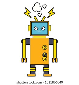 cute cartoon of a malfunctioning robot