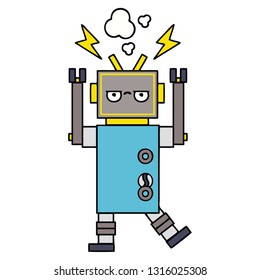 süße Karikatur eines nicht funktionierenden Roboters