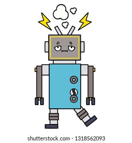 süße Karikatur eines nicht funktionierenden Roboters
