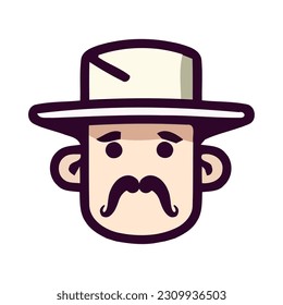 Hombre de caricatura con bigote y gorra aislado