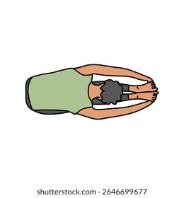 Cute cartoon of a man with paschimottanasana pose. Vector cartoon of a man doing yoga