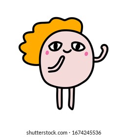 Cute cartoon man standing in cartoon comic style for prints posters cards kawaii person
