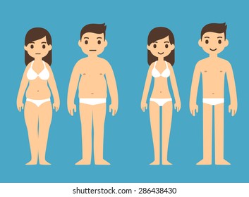 Cute Cartoon Man Woman Underwear Two Stock Vector (Royalty Free ...