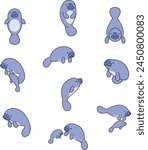 cute cartoon manatee vector illustration