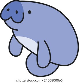 Ilustración vectorial de manatí de dibujos animados lindo