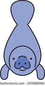 Ilustración vectorial de manatí de dibujos animados lindo