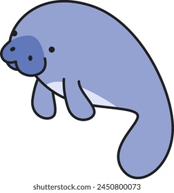 Ilustración vectorial de manatí de dibujos animados lindo