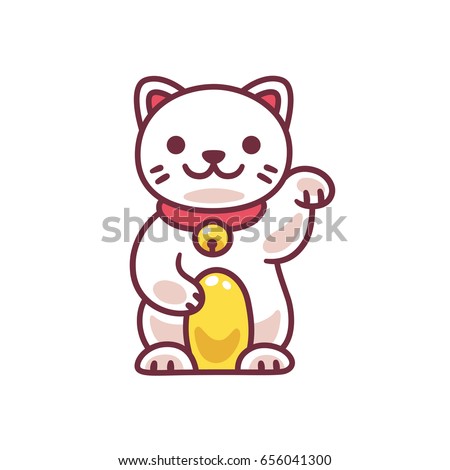 cute cartoon maneki neko japanese lucky のベクター画像素材
