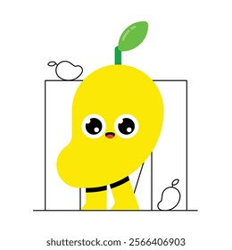 Cute Cartoon Mango Character, featuring cute expressions and playful legs for versatile use
