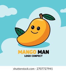 Cute cartoon mango character with text fruit