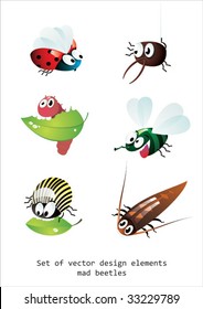 Cute cartoon of many bugs