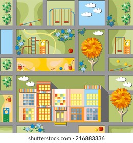 Cute cartoon map of kindergarten land