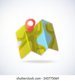 cute cartoon map navigation illustration