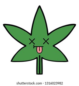 tira cómica de una hoja de marihuana