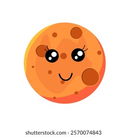 Cute cartoon Mars planet character. Space vector illustration 