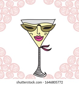 Cute cartoon martini. Vector illustration