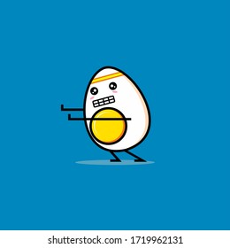 Cute Cartoon Mascot gekochtes Ei Strong