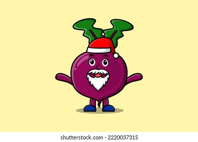Cute Cartoon mascot character Beetroot santa claus character christmas illustration