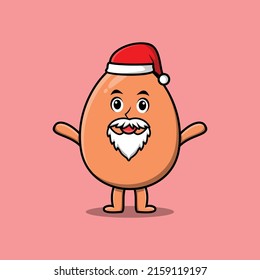 Cute Cartoon mascot character Brown cute egg santa claus character christmas in modern design style