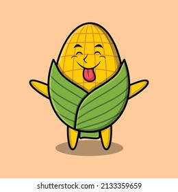 Cute cartoon mascot character Corn with flashy expression in cute style