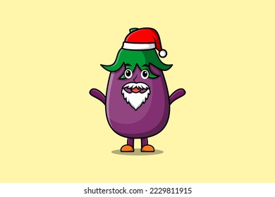 Cute Cartoon mascot character Eggplant santa claus character christmas illustration