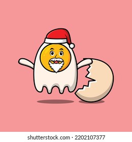 Cute Cartoon mascot character Fried eggs santa claus character christmas