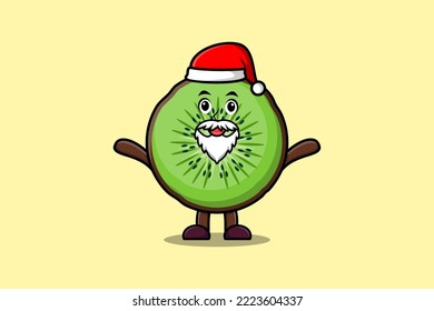 Cute Cartoon mascot character Kiwi fruit santa claus character christmas illustration