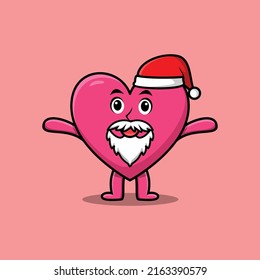 Cute Cartoon mascot character Lovely heart santa claus character christmas in modern design style