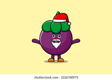 Cute Cartoon mascot character Mangosteen santa claus character christmas illustration