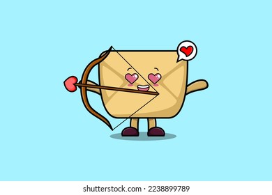 Cute cartoon mascot character romantic cupid Envelope with love arrow in modern design