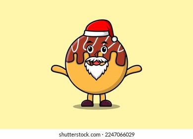 Cute Cartoon mascot character Takoyaki santa claus character christmas illustration