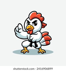 cute cartoon mascot design for karate chicken 