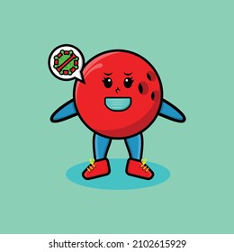 Cute cartoon mascot illustration bowling ball using mask to prevent corona virus in cute modern style design for t-shirt, sticker, logo element, poster