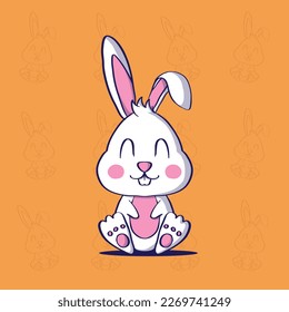 Cute Cartoon Mascot Illustration of Bunny. Easter Bunny Vector Illustration. Cute Rabbit Illustration.