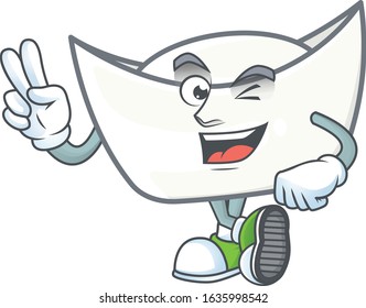 Cute cartoon mascot picture of chinese white ingot with two fingers