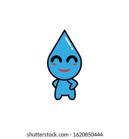 Cute cartoon mascot water drop with emotion