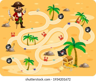 Cute cartoon maze game template illustration