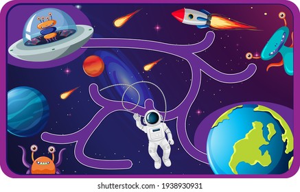 Cute cartoon maze game template illustration