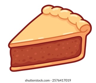 Cute cartoon meat pie drawing. Simple hand drawn pie slice with ground beef filling. Isolated vector clip art illustration.